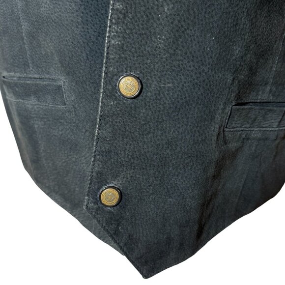 Vintage Black Suede Button-Up western Vest with Satin Backing - Picture 4 of 7